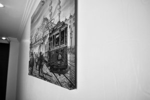 Siyah Beyaz İstiklal Caddesi Led Işıklı Tablo