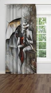 Kadın ve Adam  Dijital Baskılı Fon Perde Tek Kanat 140x250 cm