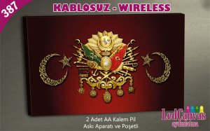 Tuğra Ay Yıldız Led Işıklı Kanvas Tablo