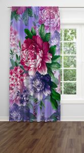 Mor ve Pembe Güller  Dijital Baskılı Fon Perde Tek Kanat 140x270 cm