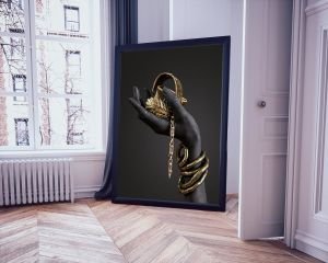 Siyah El  Led Işıklı Kanvası Tablo