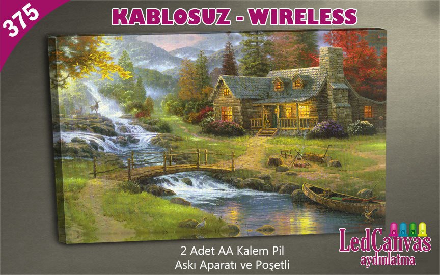 Manzara Geyik Led Işıklı Kanvas Tablo