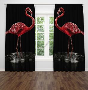 Kırmızı Kuğu Dijital Fon Perde Çift Kanat 280x280 cm