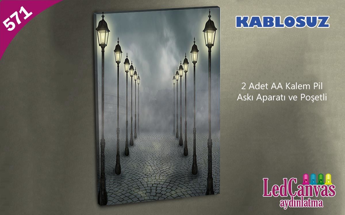 Sokak Lambaları Led Kanvas  Işıklı Tablo