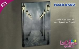 Sokak Lambaları Led Kanvas  Işıklı Tablo 45x65 cm