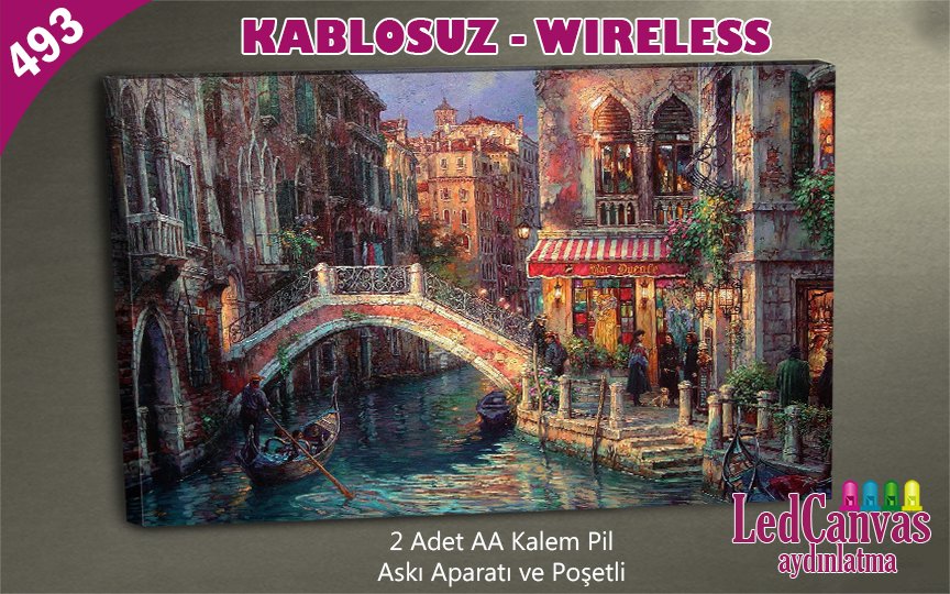 Yağlı Boya Gondol Led Işıklı Tablo 45x65 cm