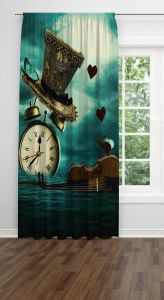 Saat ve Kelebek  Dijital Baskılı Fon Perde Tek Kanat 140x240 cm